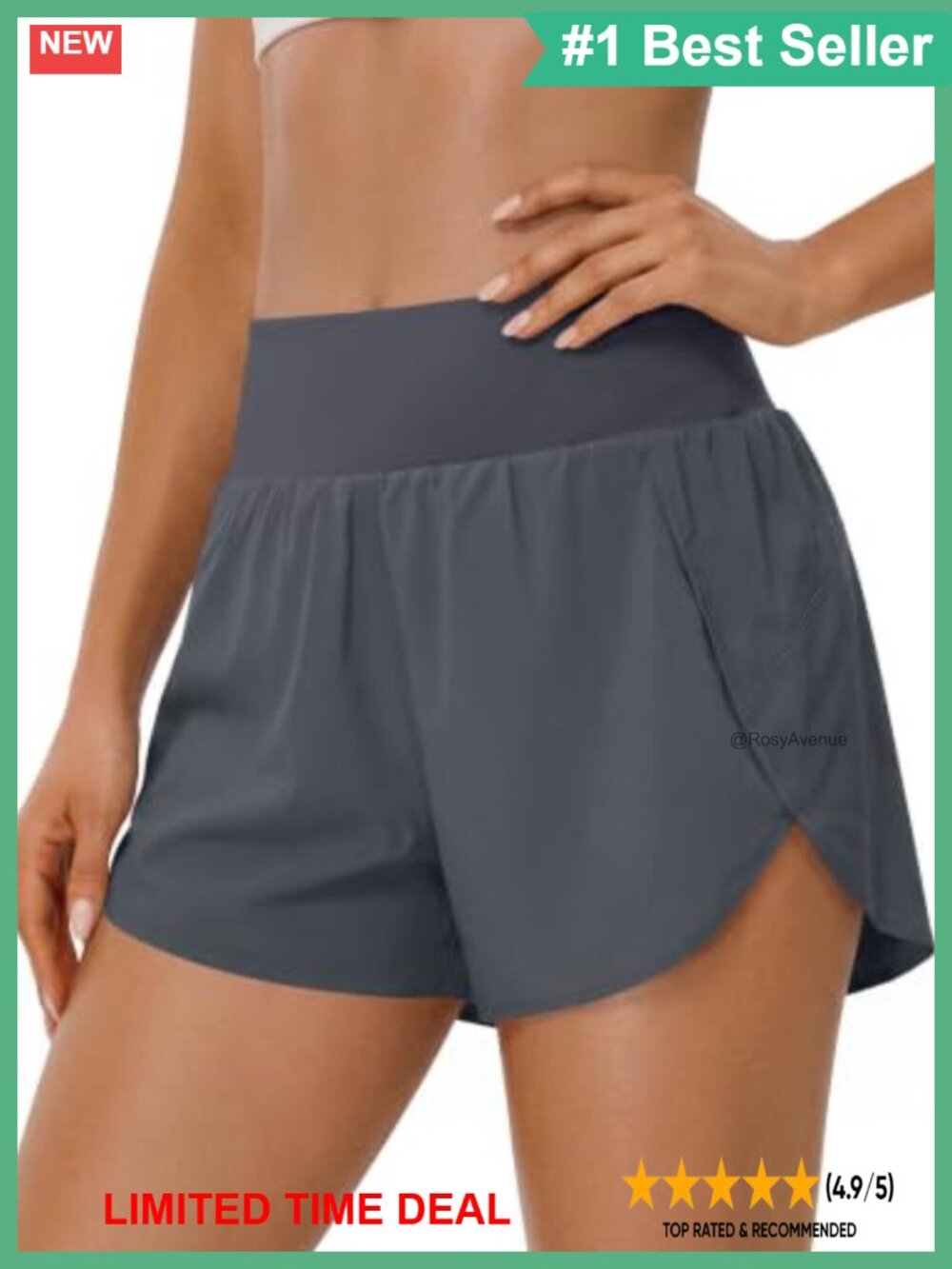Women's High Waisted Athletic Running Shorts Built-in Liner Zip Pocket